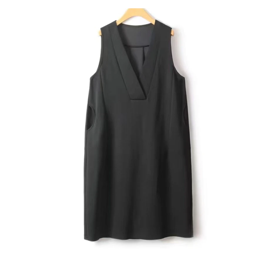 v领无袖净版气质女士马甲裙