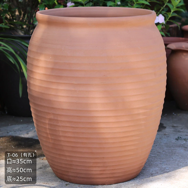 宜兴紫砂陶土无釉超大缸盆 --- 口36高50