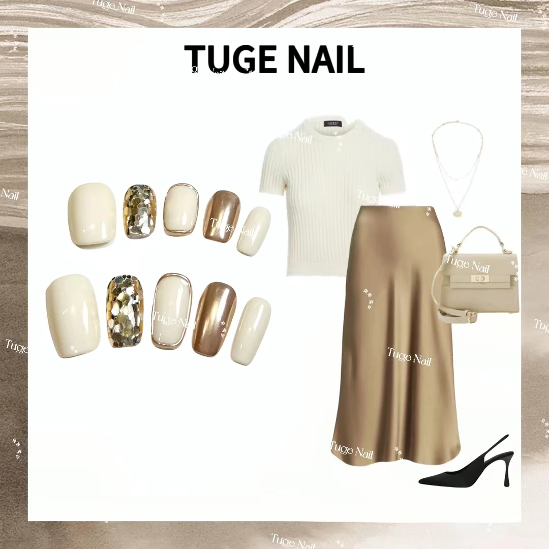 TugeNail“南国”2025百搭高级极简小众设计师奶白色美甲-芬达