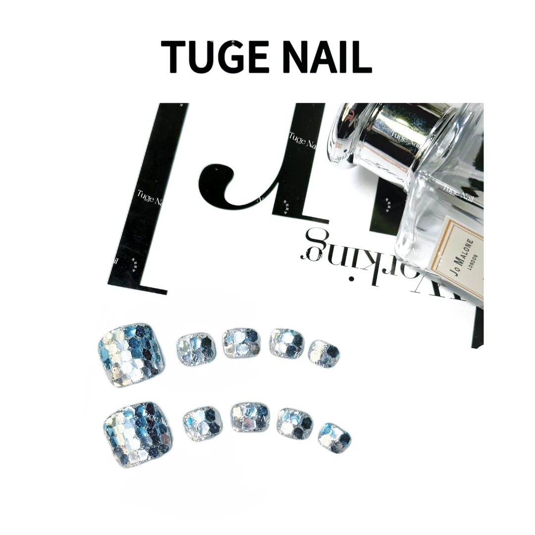 TugeNail “美人鱼”14片脚甲设计师人鱼姬渐变亮片穿戴甲-小然