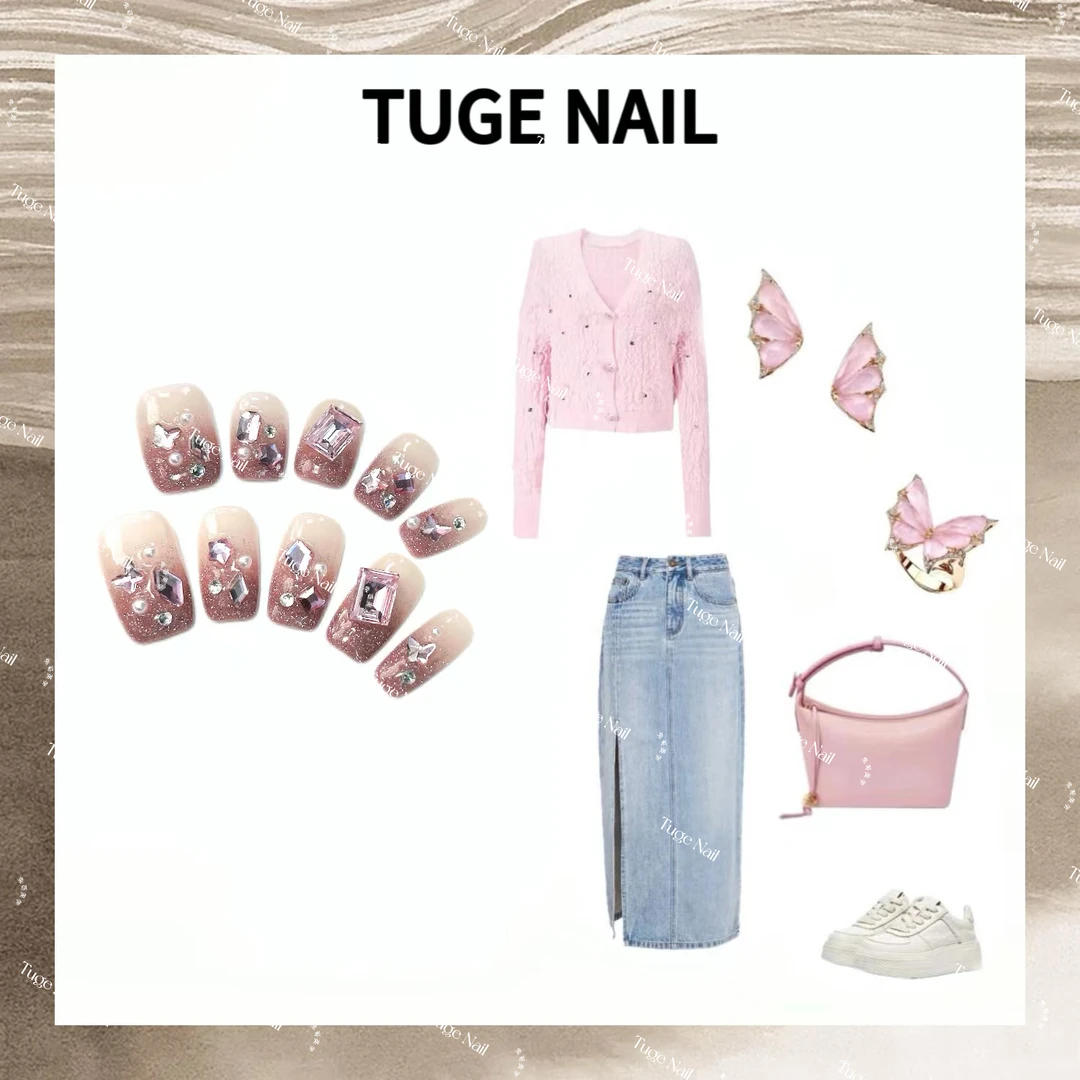 TugeNail “八月”高级复古极简小众设计师穿戴美甲-小然