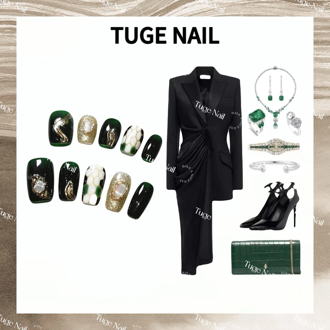 TugeNail "B家同款” 薄荷曼波高级复古极简小众设计师美甲TGS1101