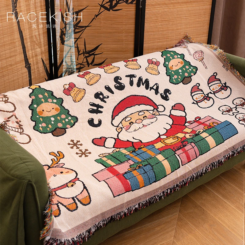 Racekish圣诞节喜庆沙发盖布家居舒适休闲毯沙发毯艺术个性午睡毯