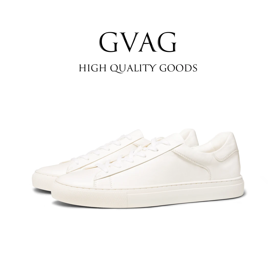 GVAG真小牛皮米白色男士高端经典休闲圆头平底意大利进口奢品品质