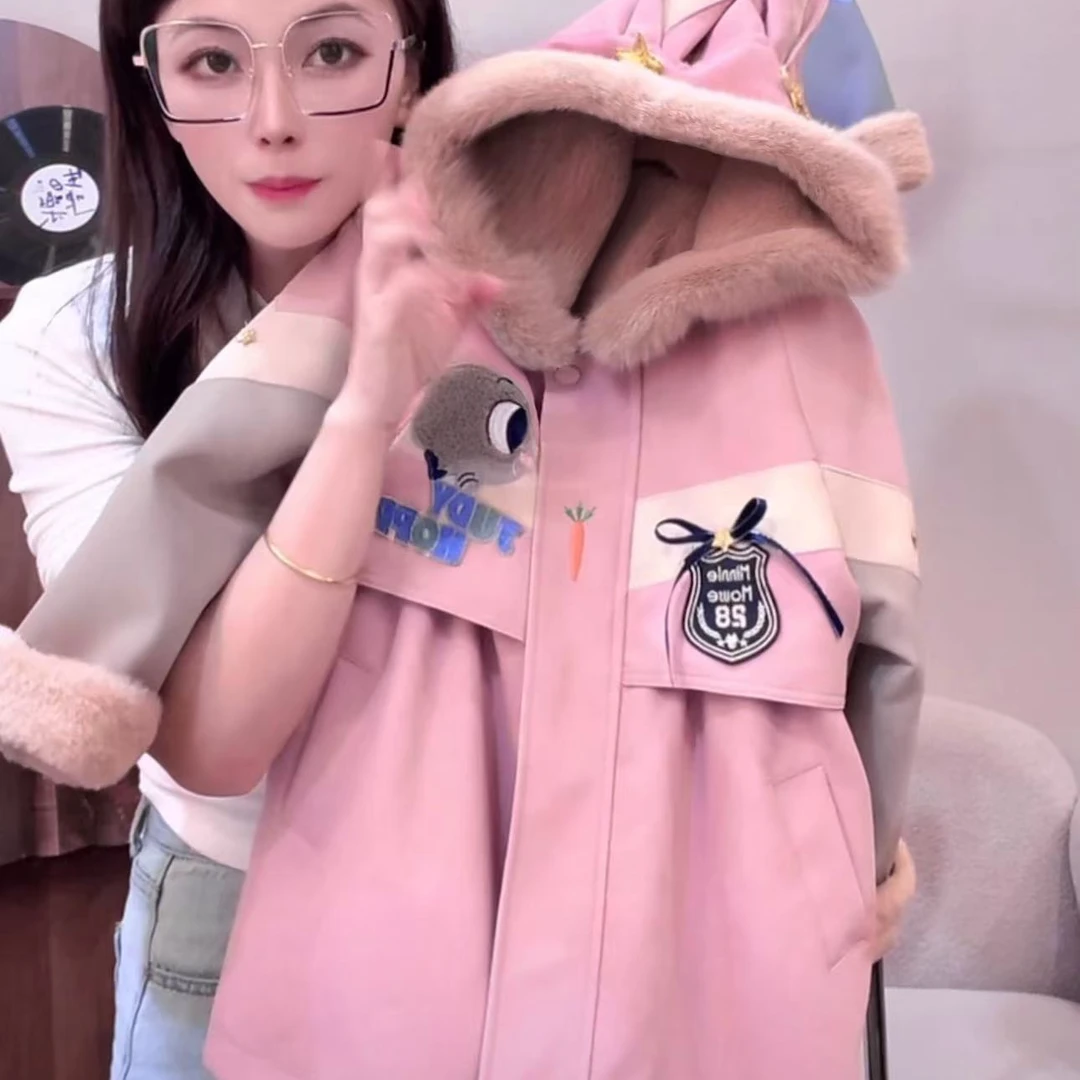 派克皮女童加绒外套冬款新款女宝宝冬季加绒大衣儿童冬装