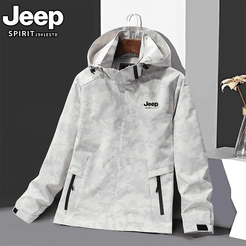 JEEP/吉普669迷彩纯色薄款外套夹克男女防风防水户外登山运动衣
