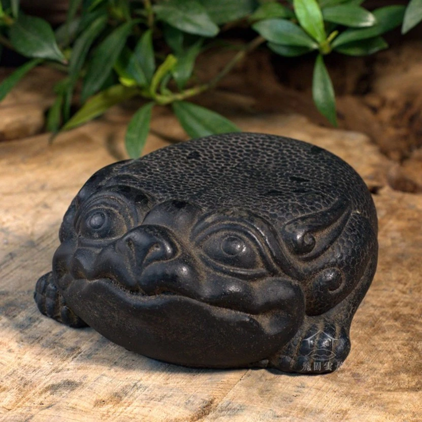 休缘居龙年仿古创意家居办公茶道蟾蜍底座摆件 - 猪头金蟾
