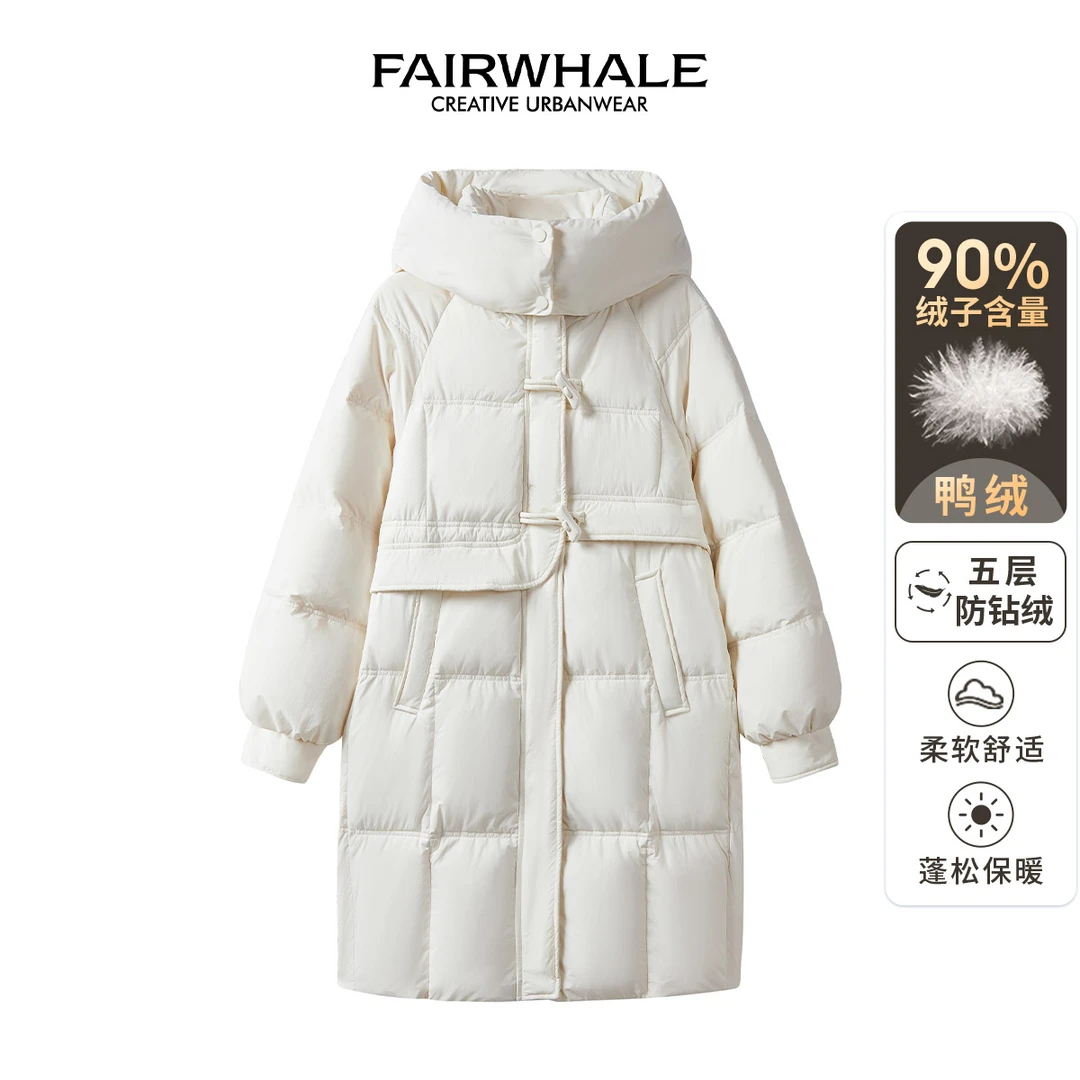 马克华菲冬季女装韩版时尚潮流宽松过膝中长款羽绒服F34014AS007