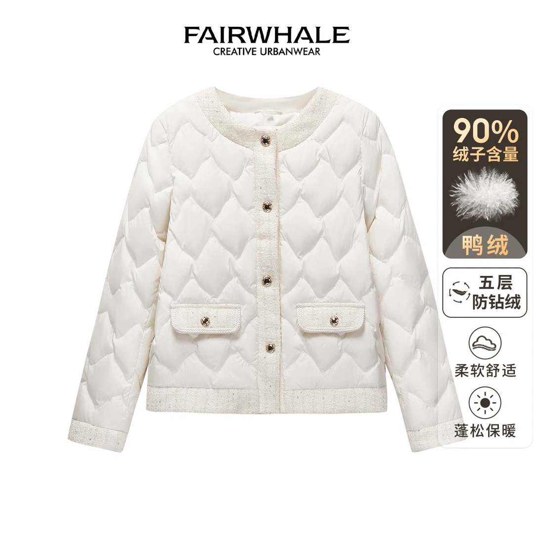 马克华菲女装冬季时尚景点气质小香风羽绒服外套  F44014A016