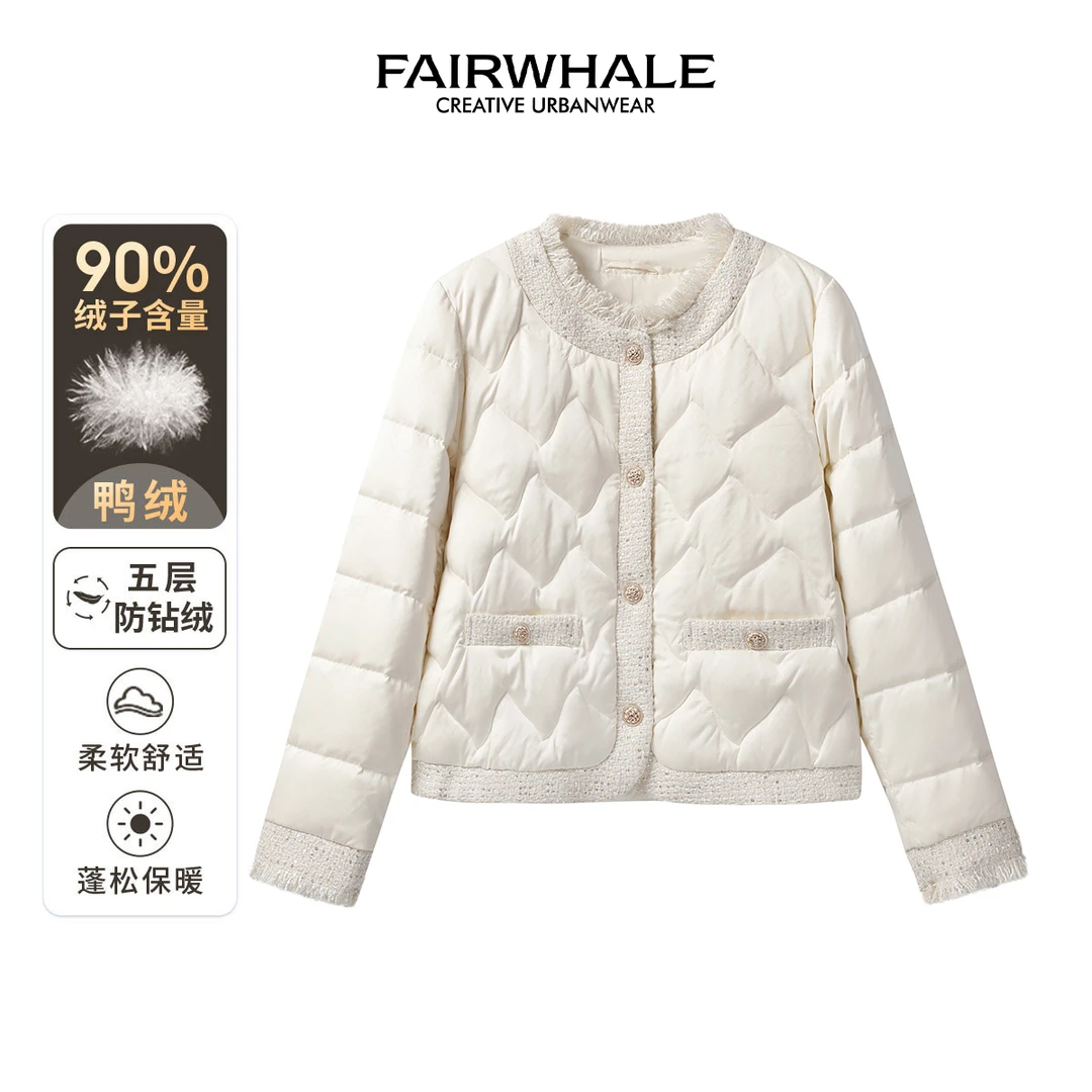 马克华菲女装冬季时尚小香风轻薄小个子羽绒服外套 F44014A047