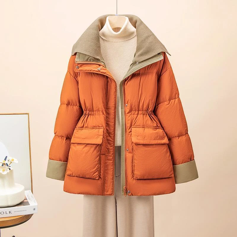 棉服女款2024新款冬季爆款高级感拼色加厚保暖棉衣棉袄小个子