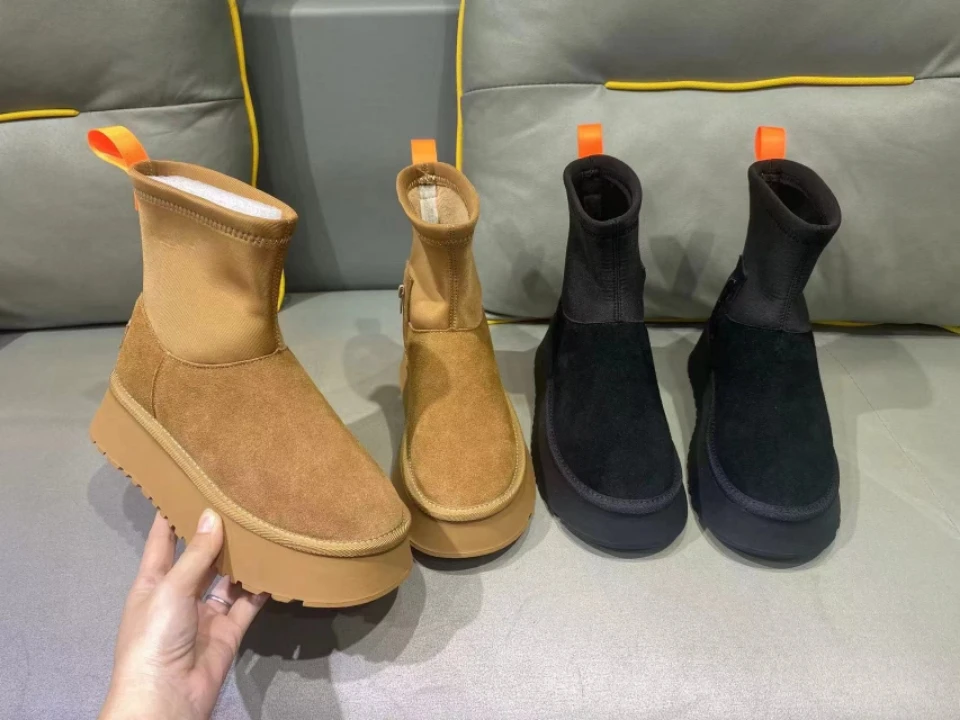 028《新疆直发》时尚百搭厚底加绒中筒韩版秋冬冬季雪地靴