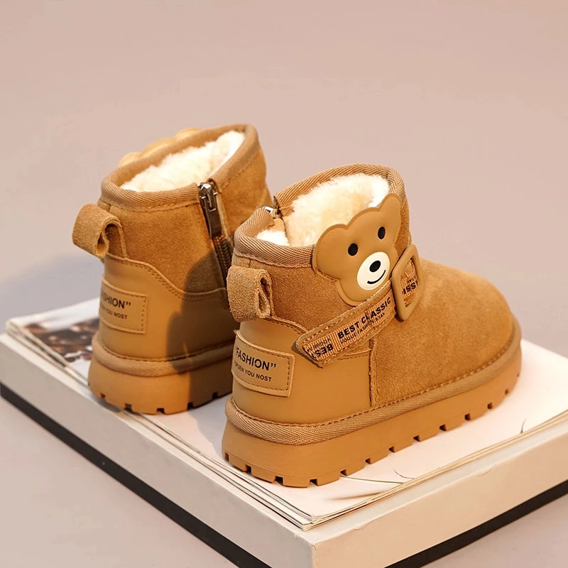 ABC女童棉靴儿童雪地靴2025冬季新款男童加绒保暖棉鞋子宝宝防滑