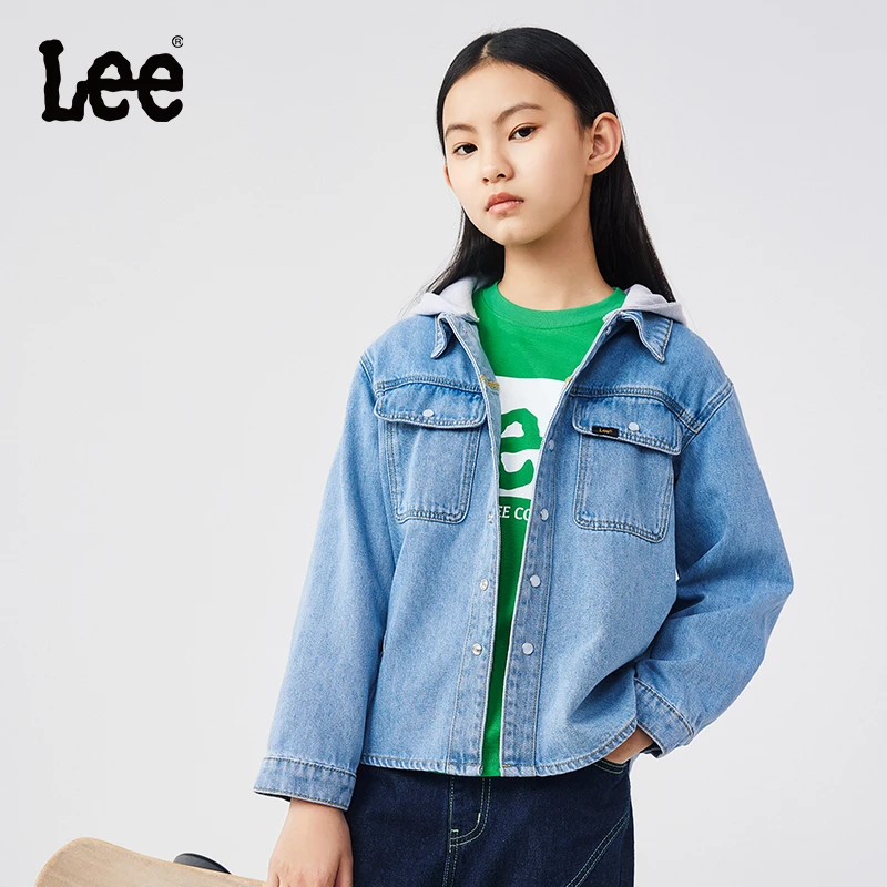 Lee23春秋新品儿童时尚印花牛仔夹克外套春季中大童男童女童外套