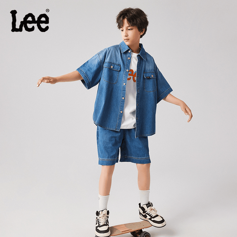 Lee儿童短裤夏季2023夏新款男童牛仔帅气短裤