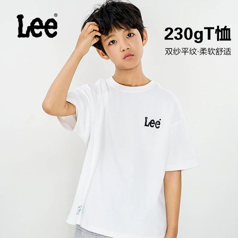 Lee2024夏季新款纯棉短袖柔软儿童舒适圆领印花户外百搭休闲宽松