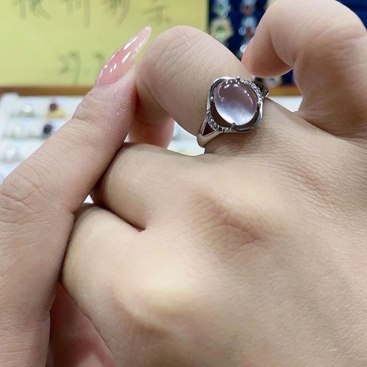 芙蓉石戒指银S925镶嵌