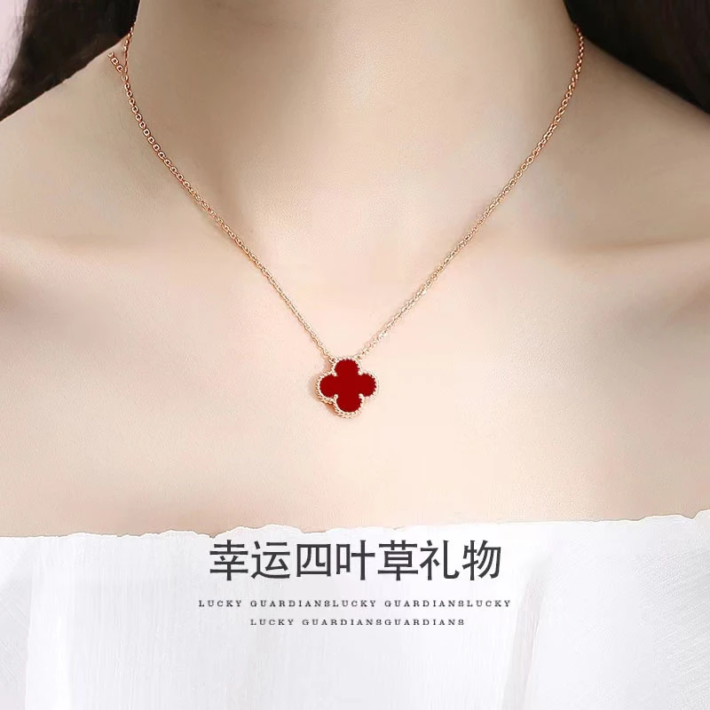 钛钢项链 加幸运值的四叶草项链女双面钛钢不掉色高级感ins锁骨链