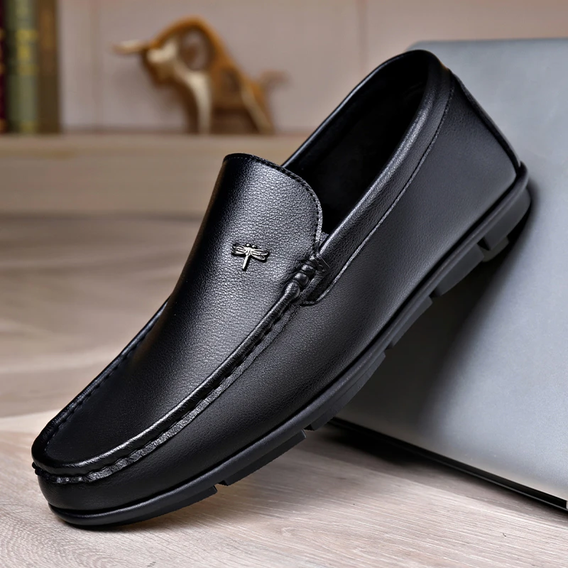 0501夏季新款男士百搭豆豆鞋软底软面透气休闲皮鞋一脚蹬懒人鞋