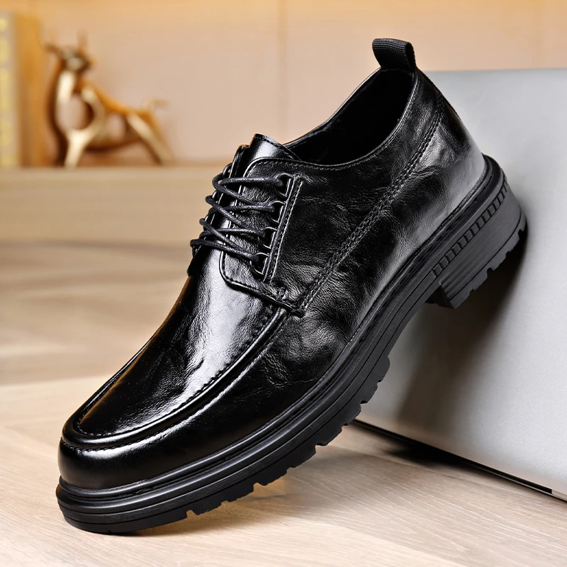 1127新款男士商务皮鞋英伦风时尚休闲皮鞋子男鞋软底系带正装皮鞋