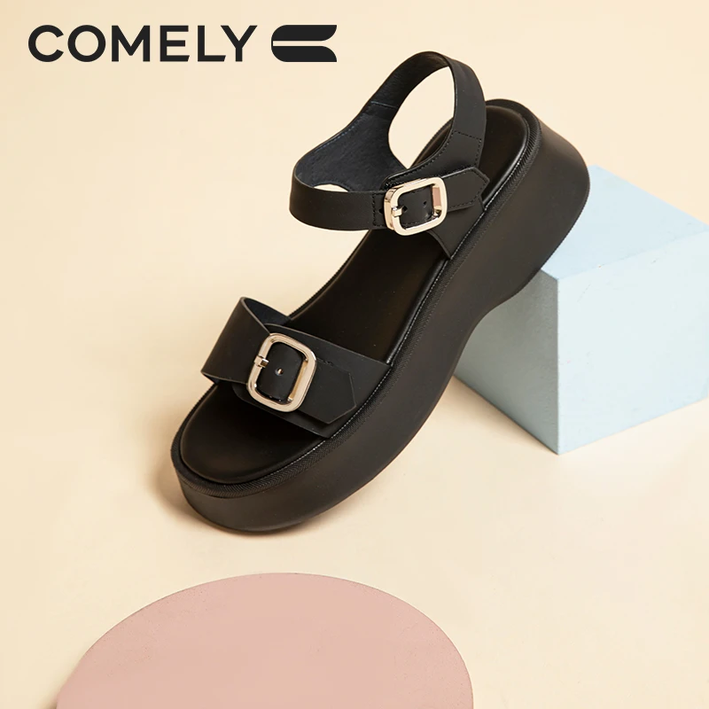 【康莉COMELY】厚底外穿凉鞋女夏季新款增高轻便魔术贴百搭沙滩鞋