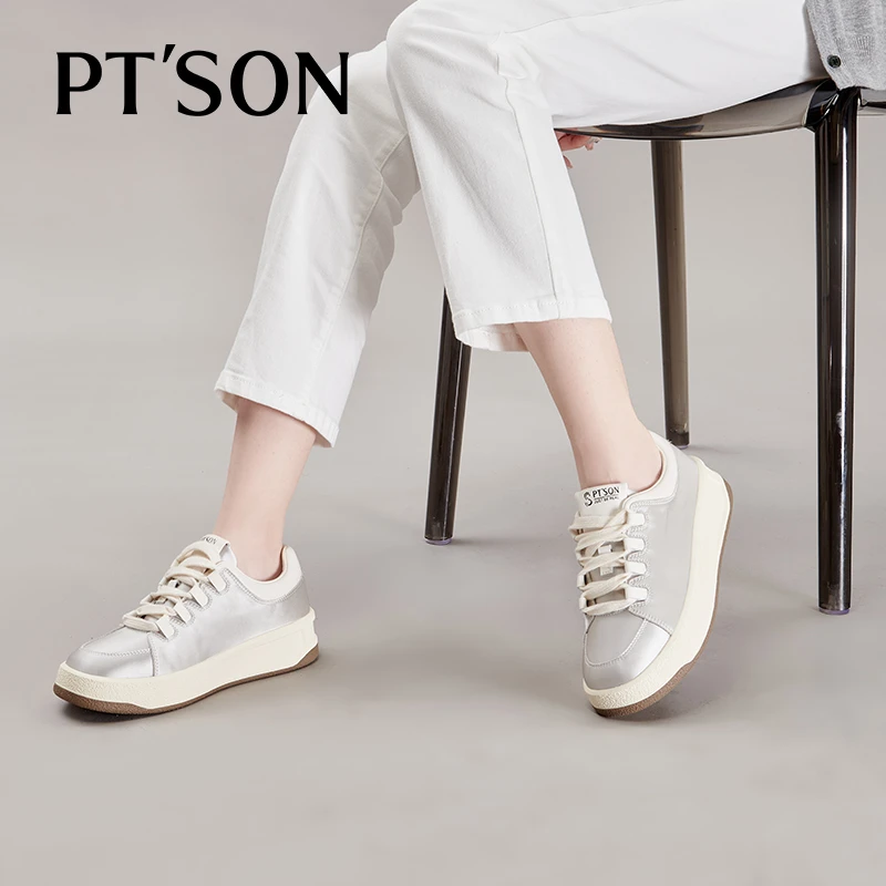 【百田森PT'SON】休闲小众质感高级厚底增高小白鞋新中式绸缎休闲鞋