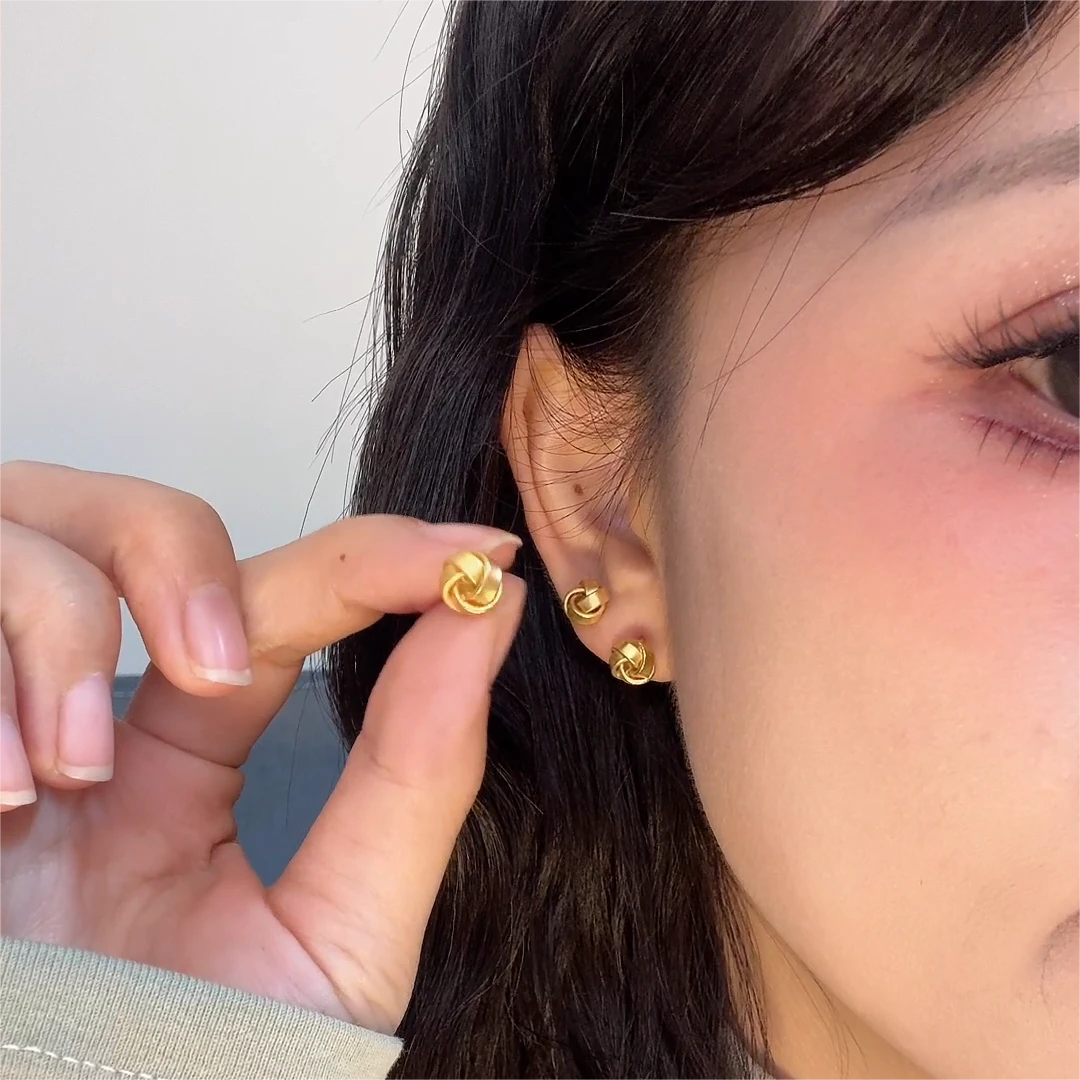 925银针耳饰 编织风车1801轻奢小巧耳针精致气质耳饰