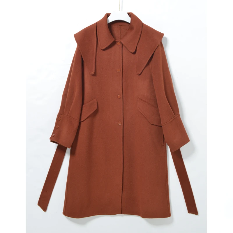 RRD7106澳毛毛呢大衣外套中长款翻领春秋季双面呢