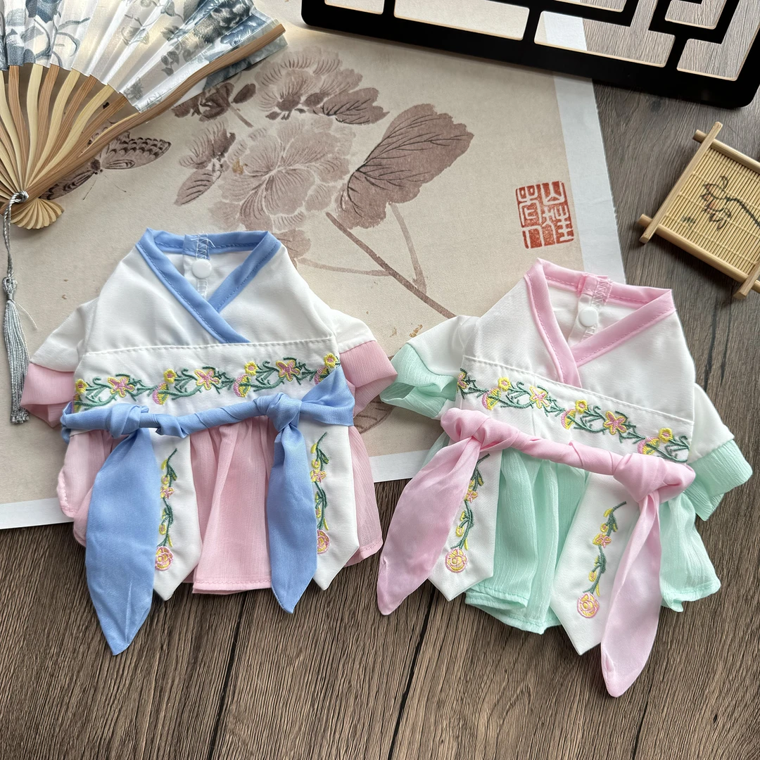 古风中式汉服春夏秋薄款宠物狗狗衣服猫咪衣服泰迪博美比熊布偶