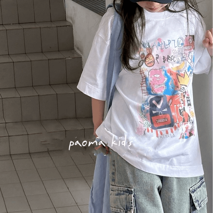 现货   【儿童画】2024夏季儿童女童短袖宽松T恤男童25032