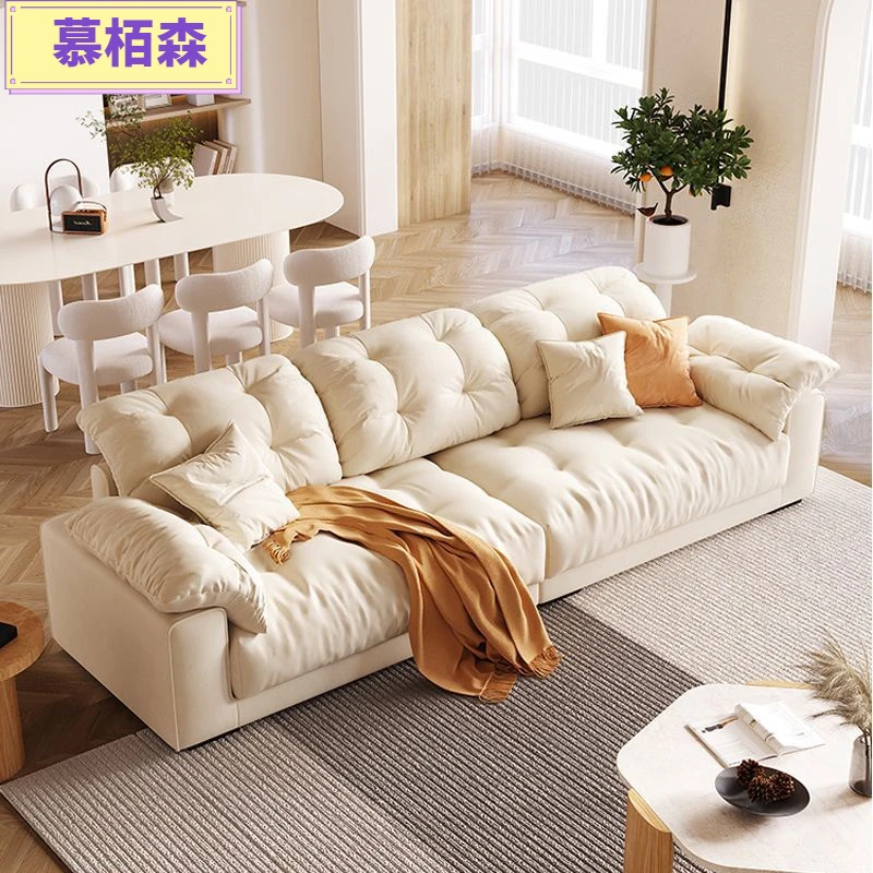 现代简约奶油风云朵沙发乳胶大小户型客厅直排卧室布艺沙发02