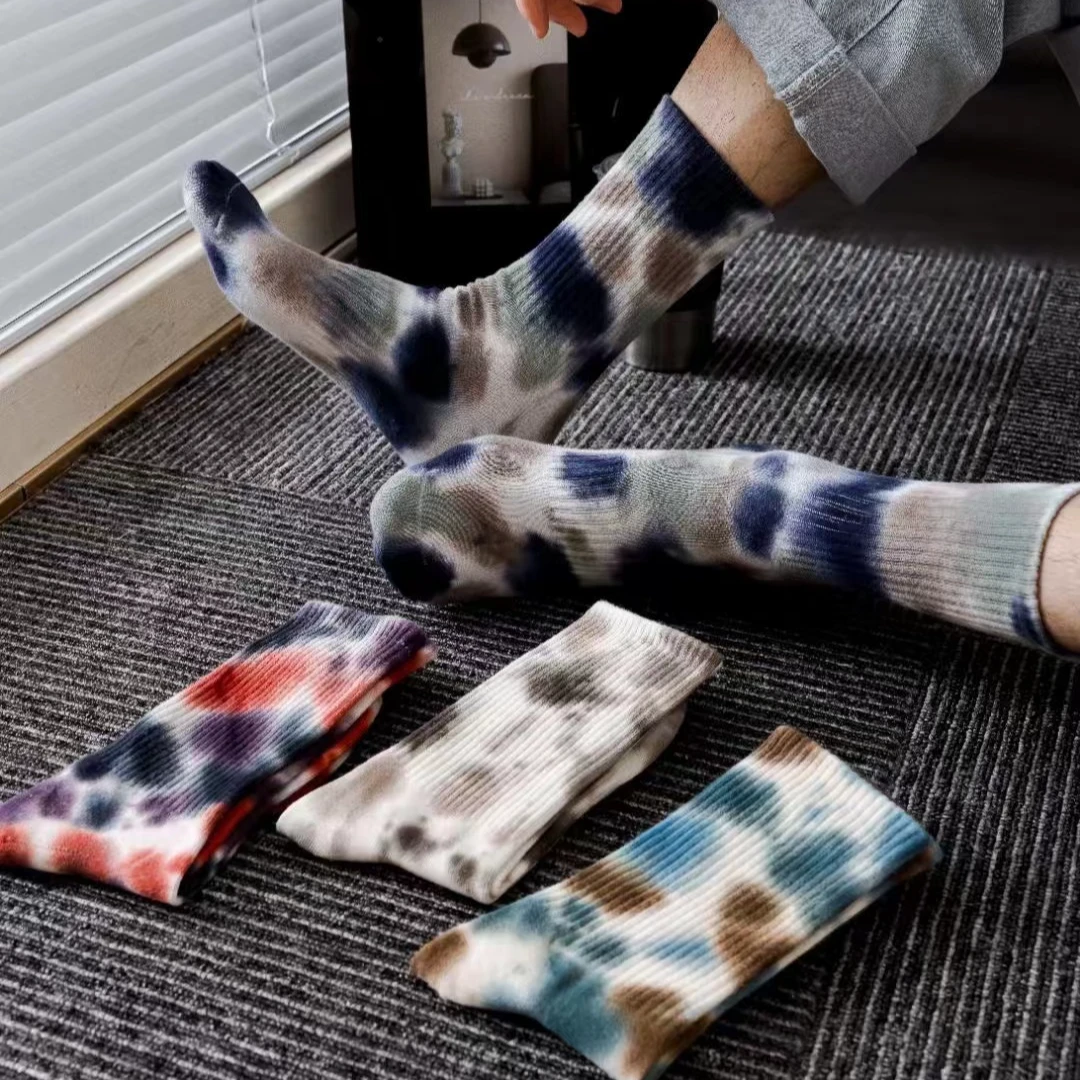 时尚扎染渐变薄款街头户外个性潮流运动袜