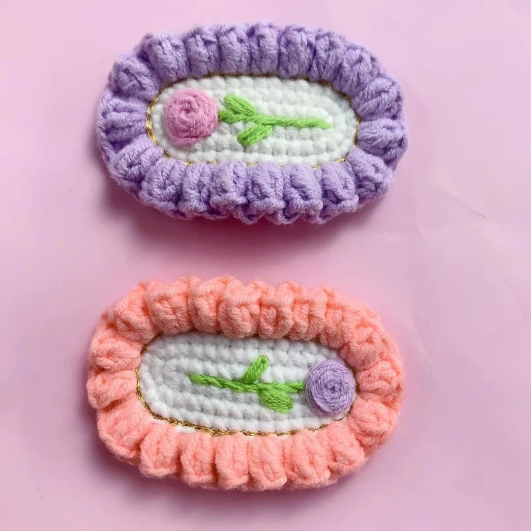 纯手工针织可爱韩版甜美宝宝成品儿童秋冬毛绒发卡发夹发饰头饰