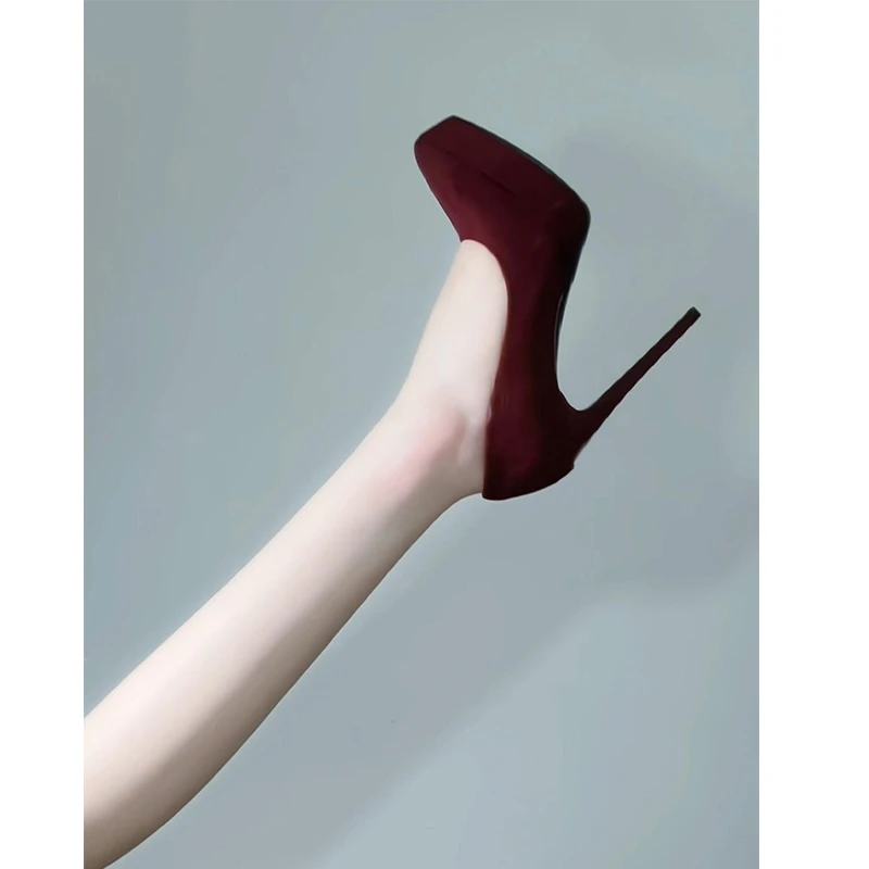 【新客促销】气质名媛酒红色高跟鞋女2025法式新款婚礼新娘结婚婚鞋