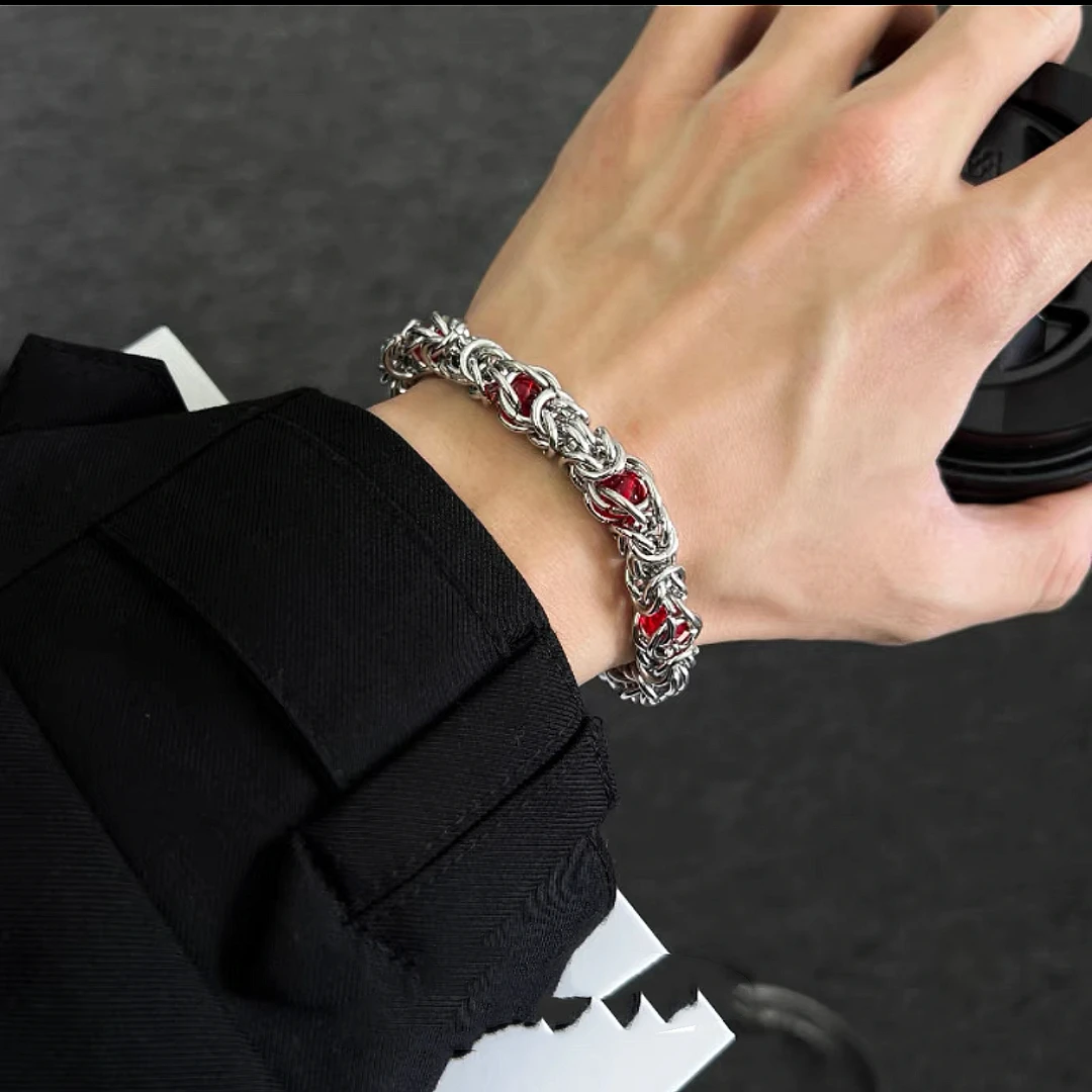 钛钢手链 时尚百搭龙骨手链小众潮流嘻哈朋克风个性编织手腕配饰