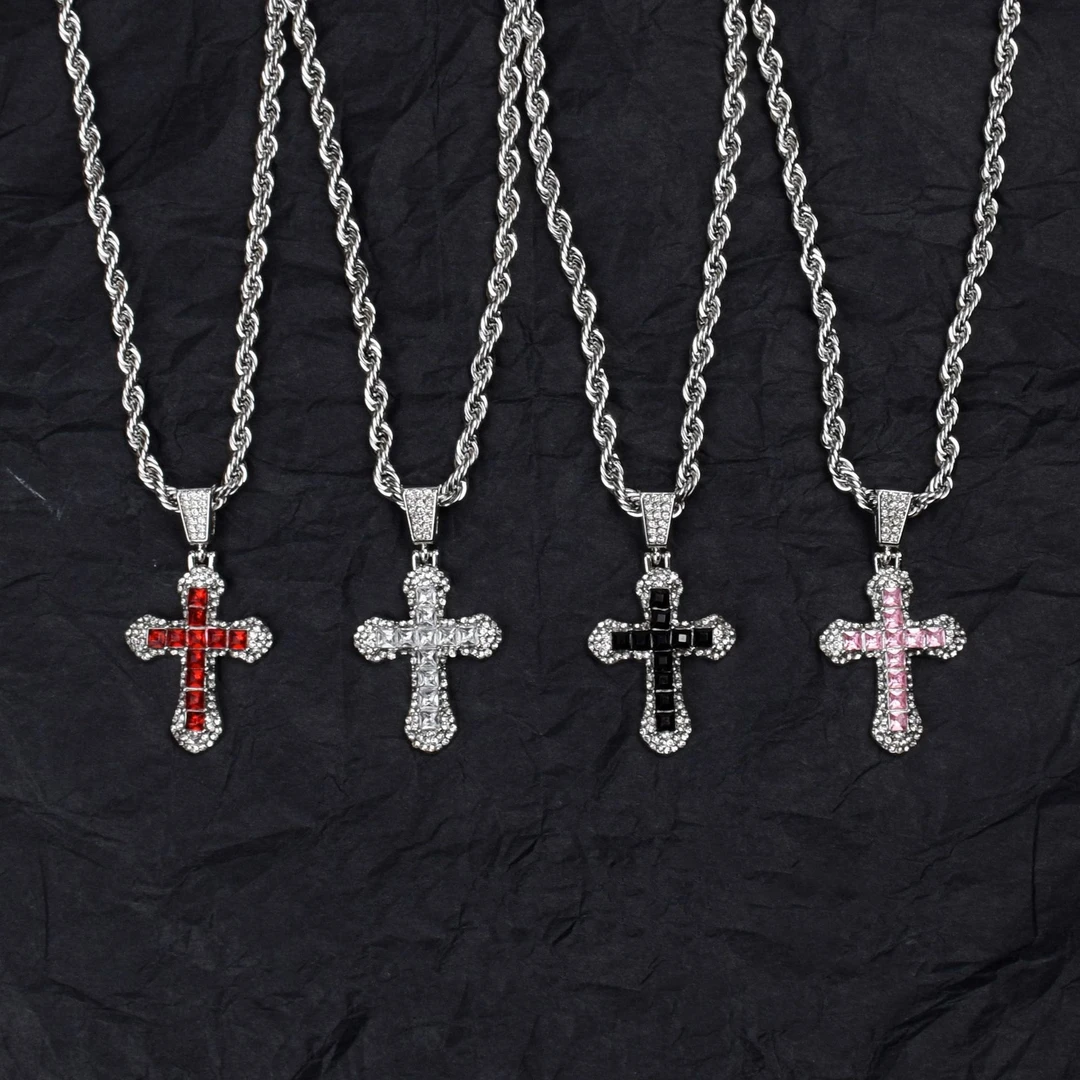 钛钢项链 时尚饰品欧美百搭十字架项链小众简约复古吊坠朋克素款