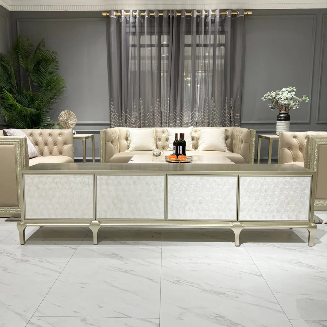 VC美式轻奢电视柜小户型客厅家用地柜烤漆茶几电视机储物柜白