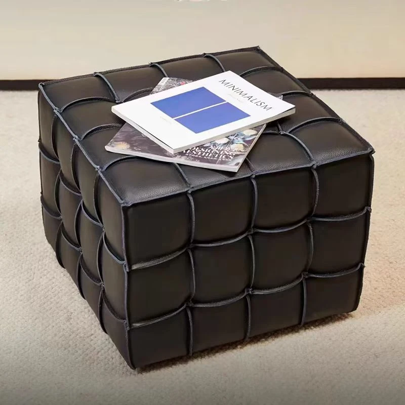 『佛山家具溯源』真皮魔方凳方凳客厅坐墩沙发凳脚凳牛皮凳脚踏凳