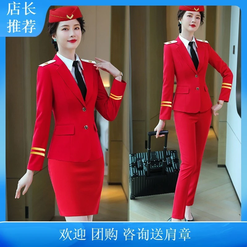 大红色军鼓服装套装高端2021新款军鼓队演出服军乐礼仪队空姐制服