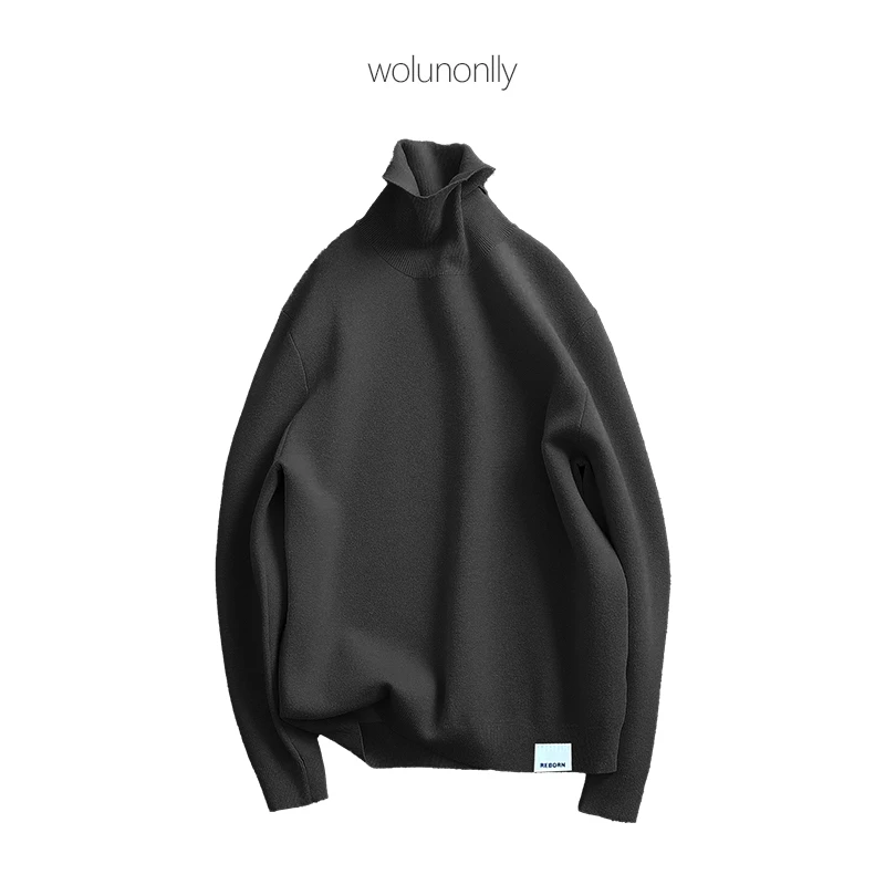 冬季极简轻奢老钱风cleanfit高密不起球微宽松中高领打底毛衣男