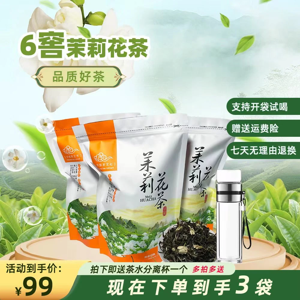 【2024新茶】广西横县茉莉花茶浓香型茉莉绿茶自然花香明前茶耐泡型