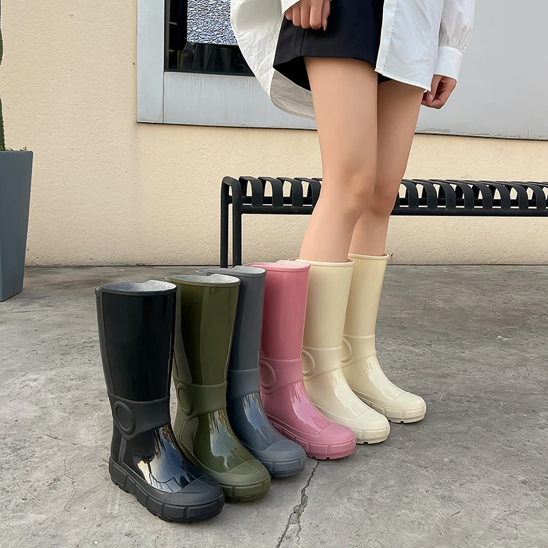 爆款水鞋女成人高筒雨鞋女加绒长筒时尚夏水靴女防滑雨靴女防水鞋