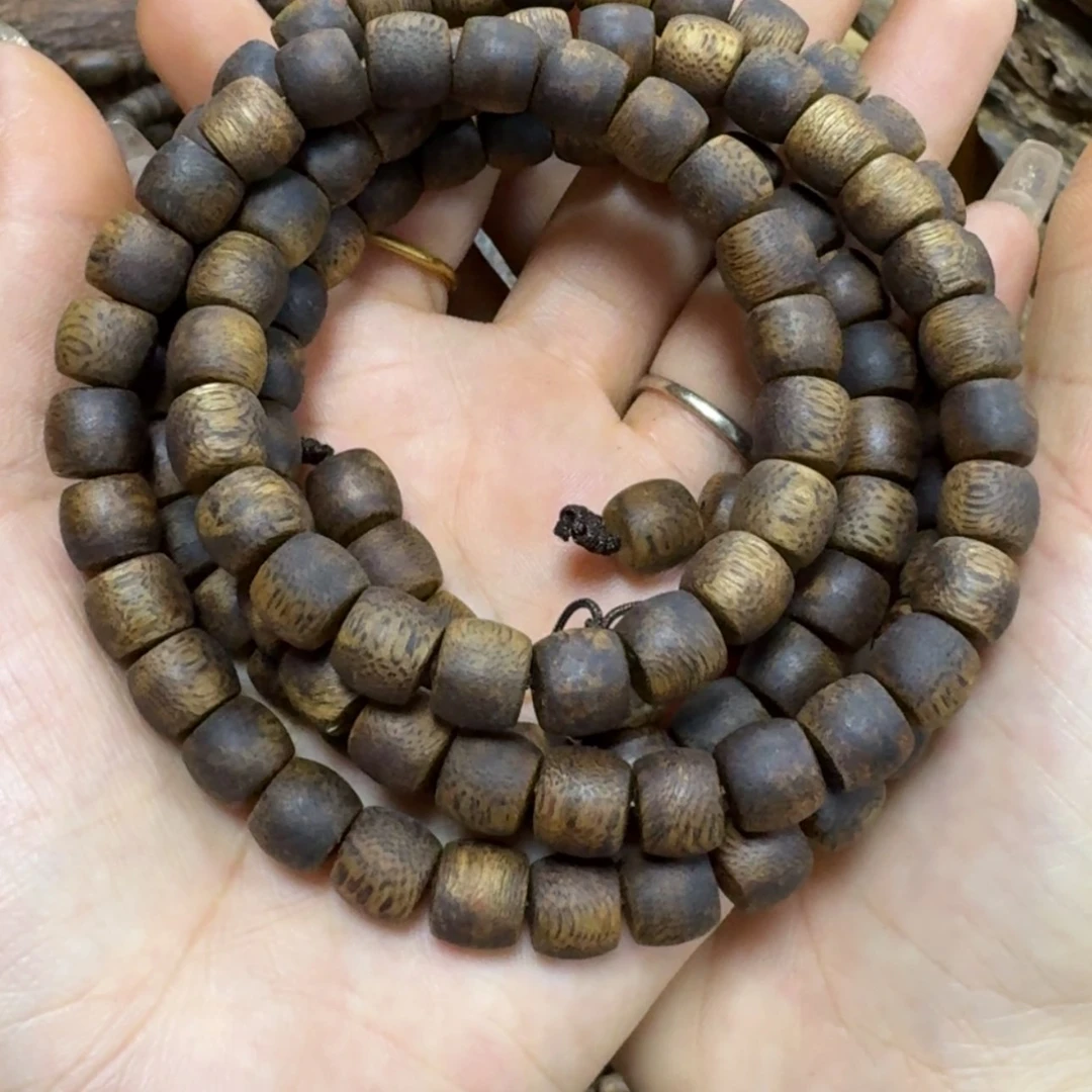 【闪购商品】沉香手串如*鼓珠0.9多圈36.8克