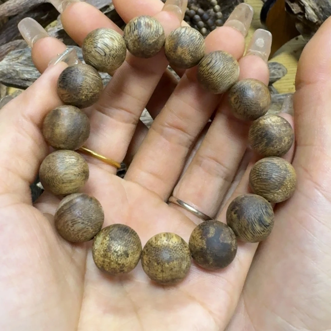 【闪购商品】沉香手串风**静圆珠1.4+单圈15.7克