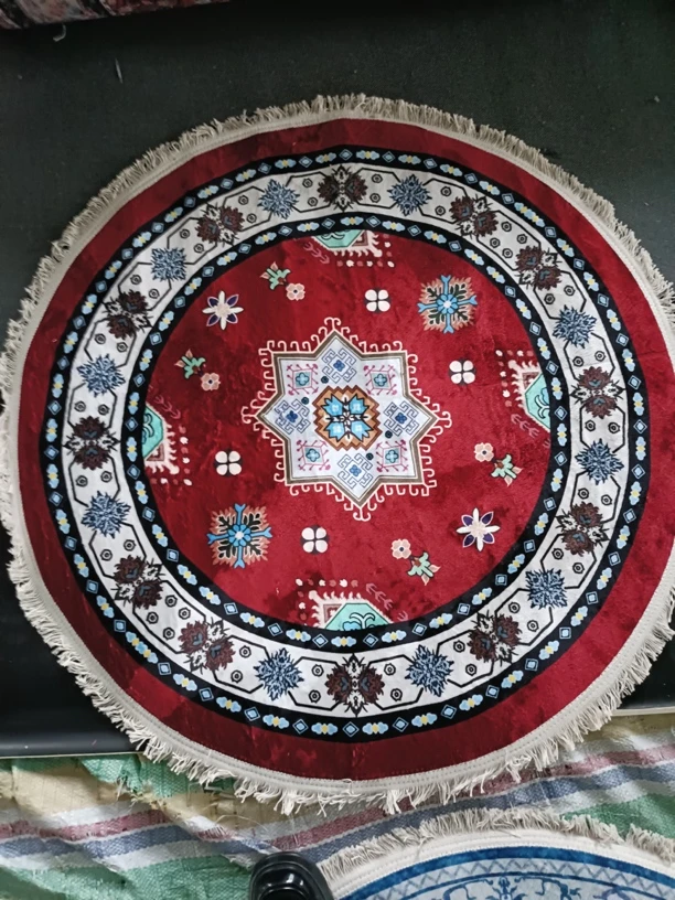 新疆民族风仿羊绒地垫1*1圆垫卫生间入户门