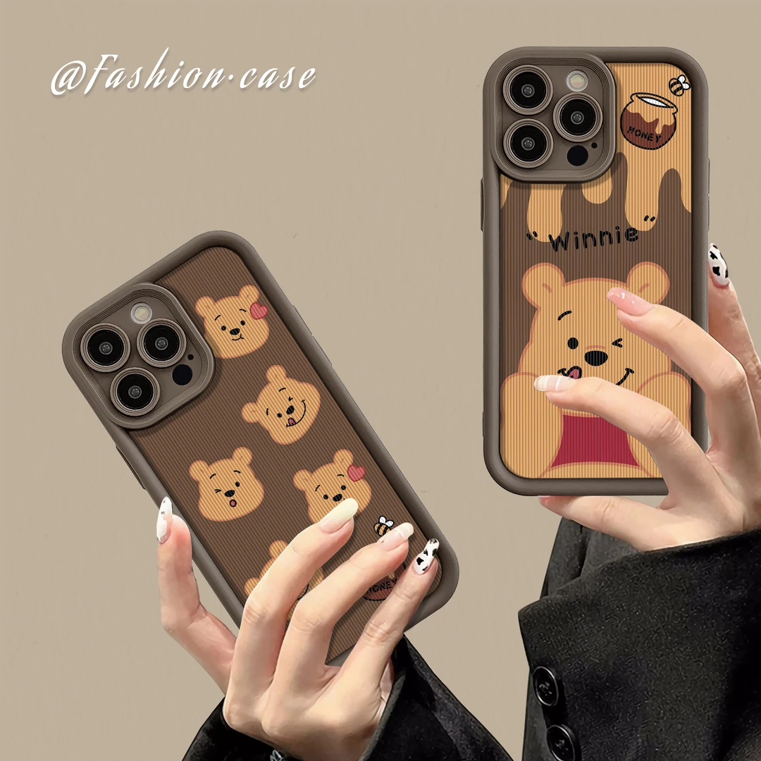 适用于苹果16华为OPPO小米VIVO可爱卡通防摔熊LJ阶梯手机壳1F145