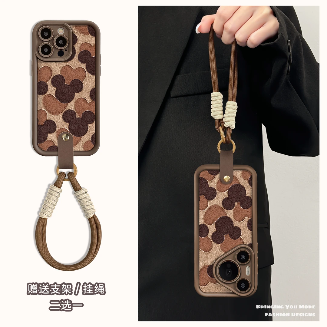 适用于苹果16华为OPPO小米VIVO高颜值简约皮纹LJ阶梯手机壳AA0228