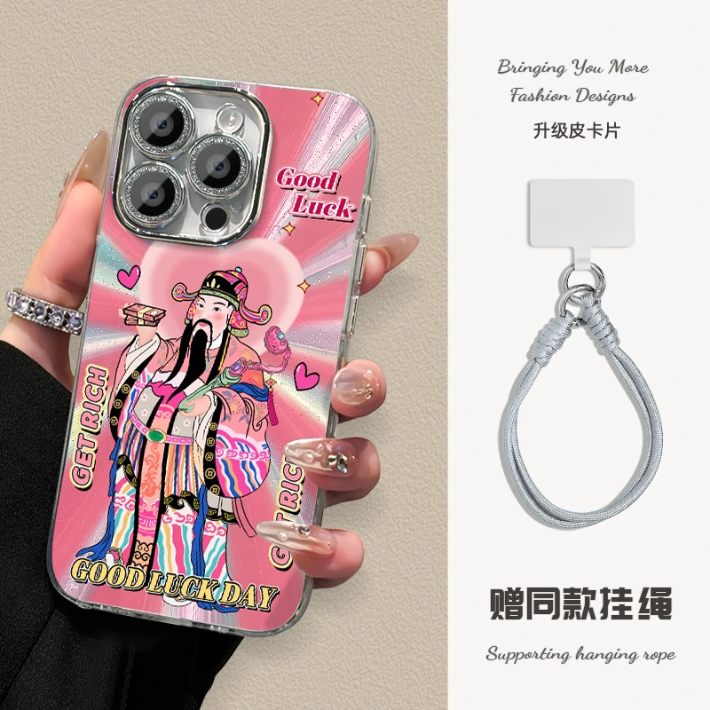 适用于苹果16华为OPPO小米VIVO高颜值百搭闪粉羽纱手机壳AJ0038