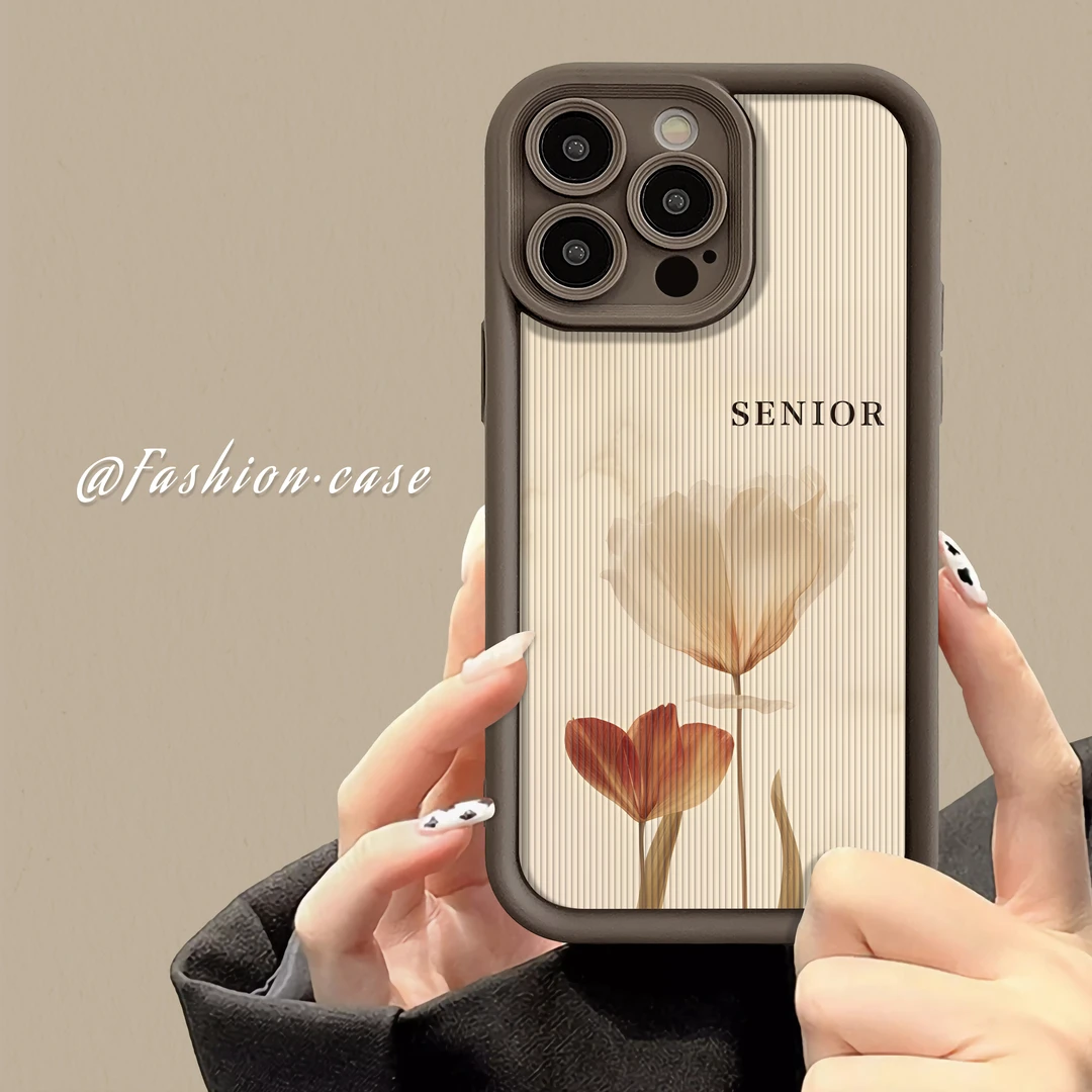 适用于苹果16华为OPPO小米VIVO彩绘竖纹花简约LJ阶梯手机壳1F228