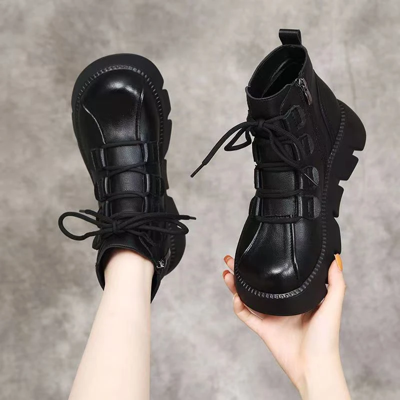厚底马丁靴女英伦风2022秋冬新款女靴百搭厚底短靴ins潮春秋单靴
